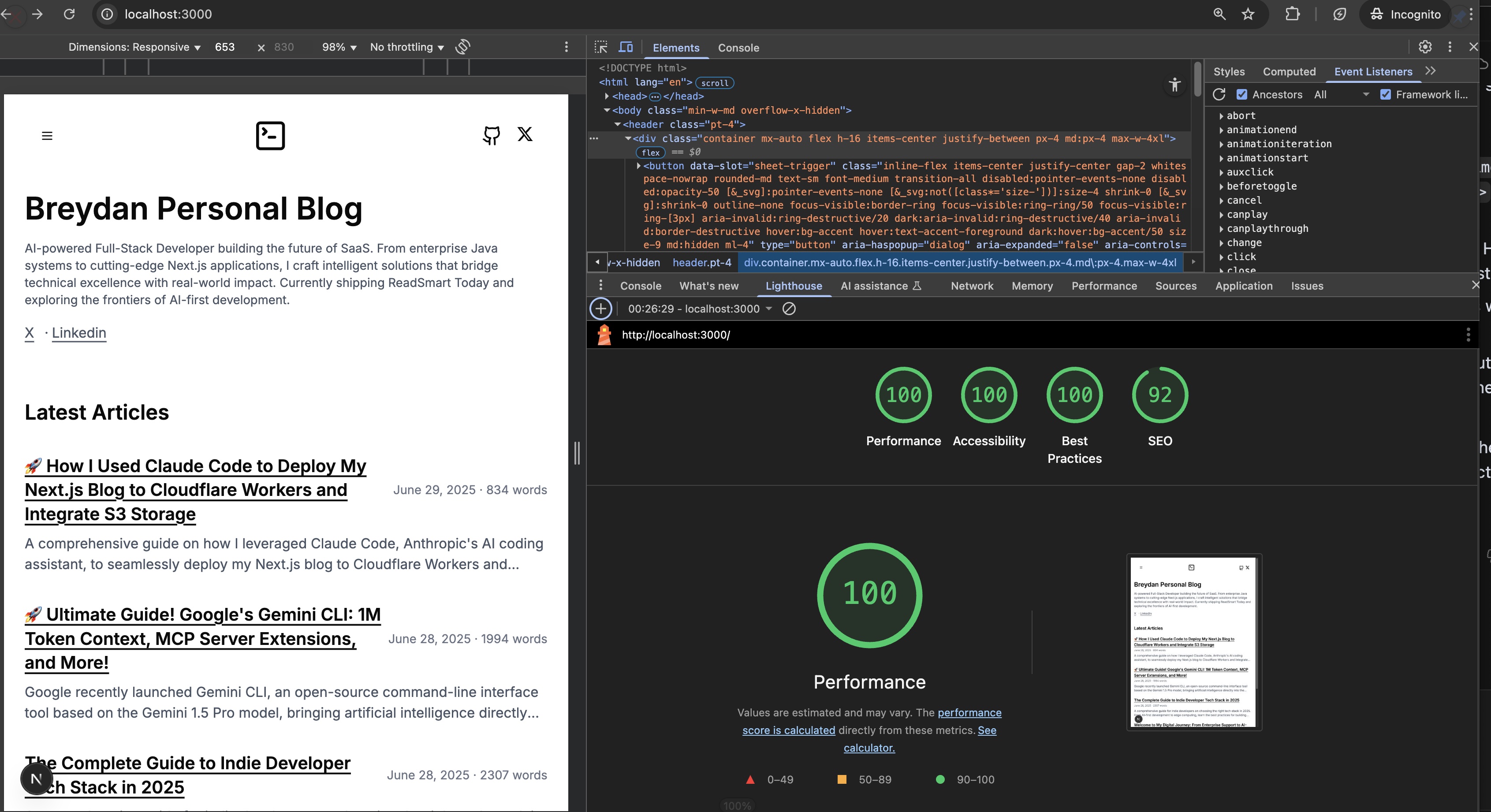 Lighthouse Performance Score
